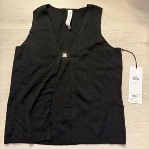 ALO Yoga Black Ribbed Cardigan